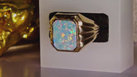 Vintage 10K Australian Boulder Opal Ring