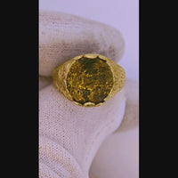 9ct Yellow Gold Ornate Black Gold Quartz Ring