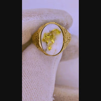 9ct Yellow Gold 16to1 mine Gold Quartz Signet Ring