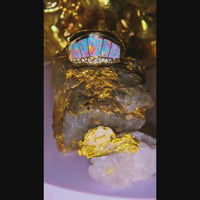 14K Kabana Style Australian Opal Diamond Tiara Crown Ring