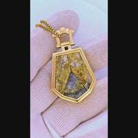 10K Antique HUGE 3-Panel Gold Quartz Pendant - 19.1 Grams