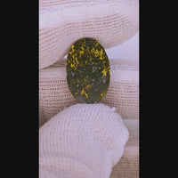 5.94ct Black Oval Gold Quartz Cabochon GRAIL