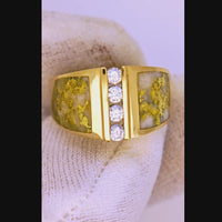 14K Gold Quartz Diamond Accent Band Ring
