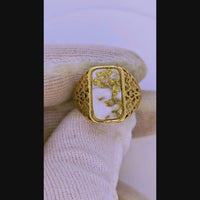 14K 16to1 Gold Quartz Signet Ring - Vintage Italy