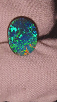 14K Natural Australian Boulder Opal Ring