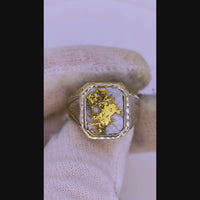10K Two-Tone Yellow & White Gold, 16to1 mine Gold in Quartz Ring