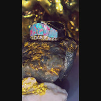 14K Kabana Style Australian Opal Diamond Tiara Crown Ring