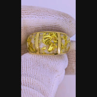 14K Yellow Gold 3-Panel Gold Quartz Signet Ring